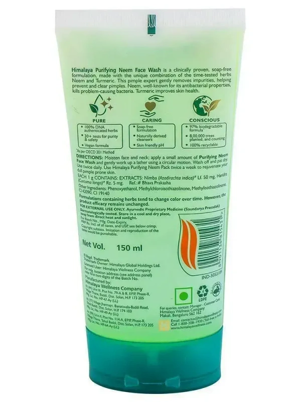 Himalaya Purifying Neem Face Wash 150 ml - 150g, Face Wash, 150g, 3 to 4 days deliver