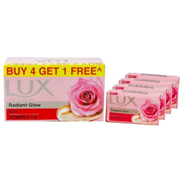 Lux Rose & Vitamin E Soft Glow Skin Soap Bar 150 g (Buy 4 Get 1 Free) - 150g
