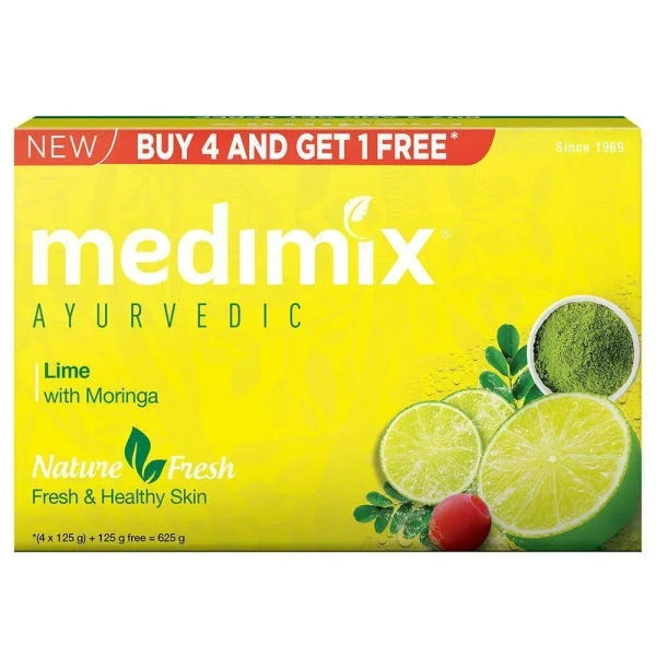 Medimix Ayurvedic Lime with Moringa Soap pack of 5 (125 g each) - 125g