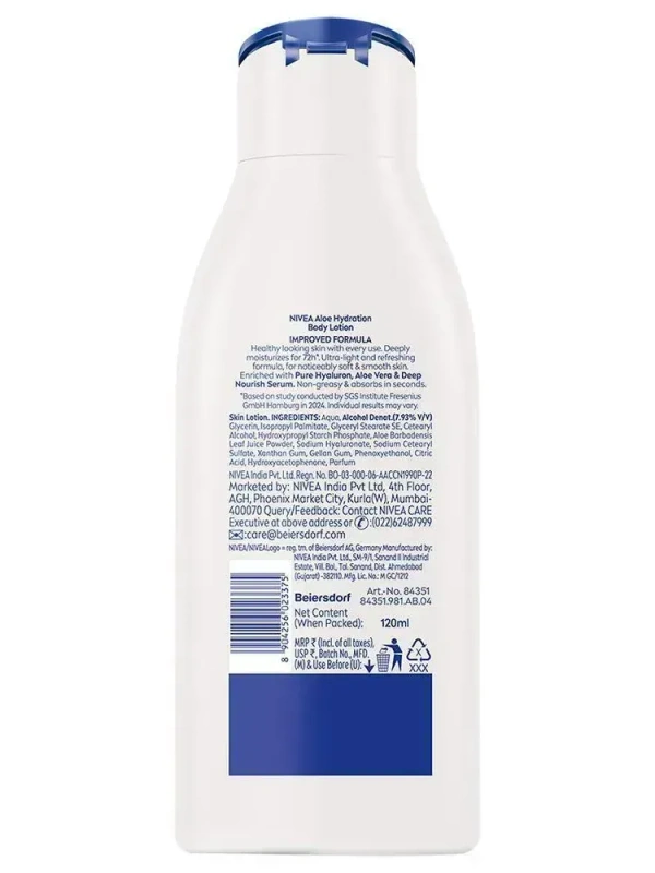 nivea  Nivea Aloe Hydration Body Lotion for Normal Skin 120 ml - 120ml, Body lotion