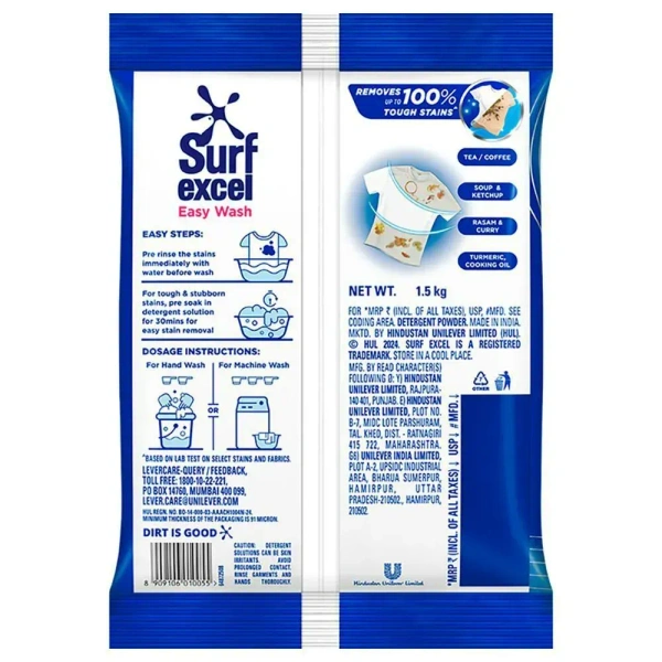 Surf Excel Detergent  Surf Excel Easy Wash Detergent Powder 1.5kg - 1.5g