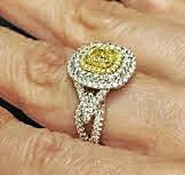 Yellow Diamond LGD, Cushion Shape, 3 Cts, Exclusive Designer Ring