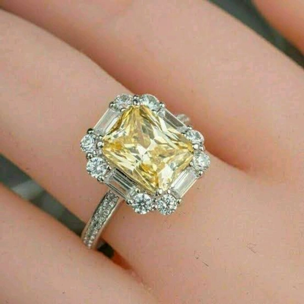 Yellow LGD Diamond Radiant Shape,  Surrounded by Fancy Shape Diamond - Ring 
