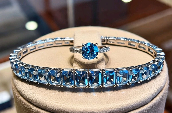 Red Carpet Collection, Tennis Bracelet, LGD Blue Diamond, Fancy Cut