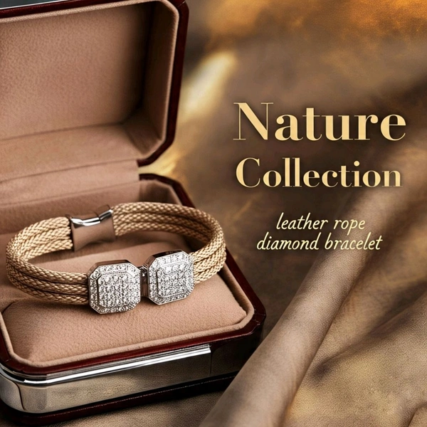 Diamond Bracelet with Artificial Leather - Sustainable Material 