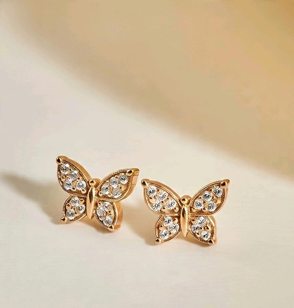 Butterfly Diamond Stud Earrings - Yellow 