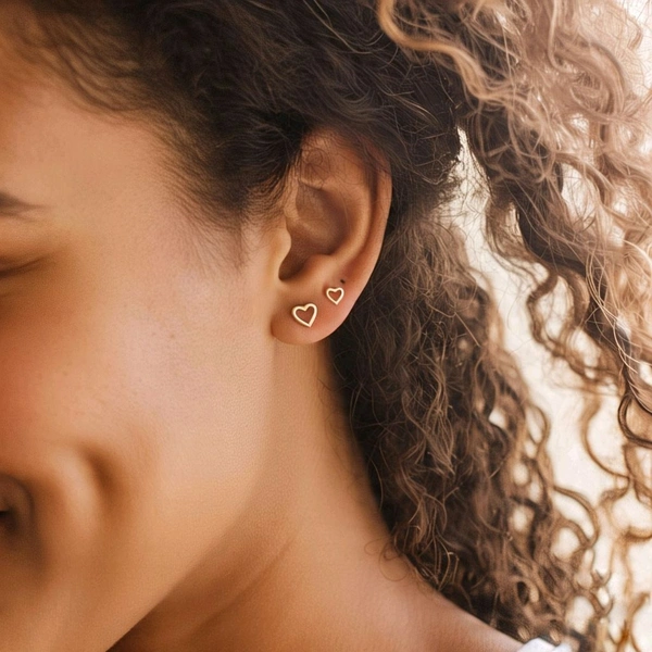 Twin Heart Stud Earrings