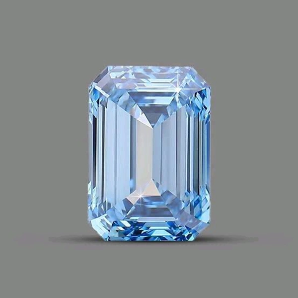 Blue Emerald Shape LGD Diamond, 3 Cts,  IGI Certified 