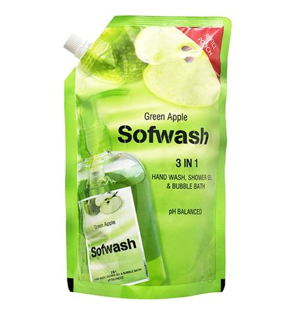 Sofwash 3 In 1-Refill Pouch - Green Apple - 500 Ml