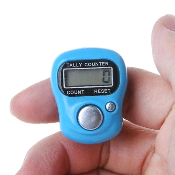 Digital Finger Tally Counter with LCD display, adjustable finger strap, and quick mechanical press reaction. Easy one-hand use, reset button to clear count, and auto power-saving function. Ideal for prayer, sports, inventory, and public place counting. Made of plastic. Color as per availability. Compact and lightweight design.

 - Teal, Handy