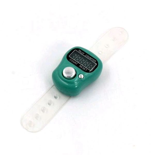Digital Finger Tally Counter with LCD display, adjustable finger strap, and quick mechanical press reaction. Easy one-hand use, reset button to clear count, and auto power-saving function. Ideal for prayer, sports, inventory, and public place counting. Made of plastic. Color as per availability. Compact and lightweight design.

 - Teal, Handy
