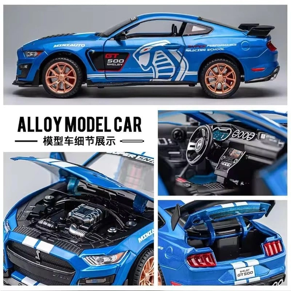 1:32 Scale Mustang Shelby GT-500 Diecast Metal Car Blue Color