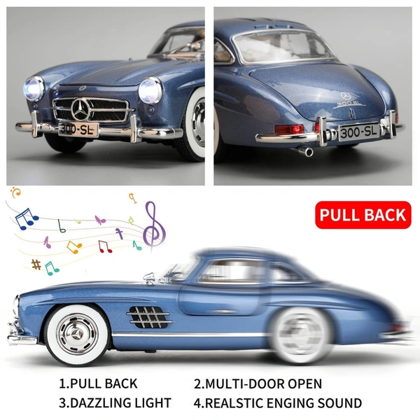 Benz 300 SL Classic Cars Model Car, Zinc Alloy Pull Back car 