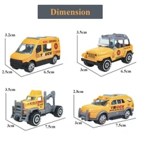DIE Cast Model Power Friction, Push and Go Miniature Truck Vehicles, Crawling Racing Car Toy for Kids 3 Years & Above (Pack of 6, Yellow)