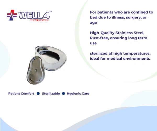 Bed Pan with Lid | Medical Grade - Stainless Steel 
