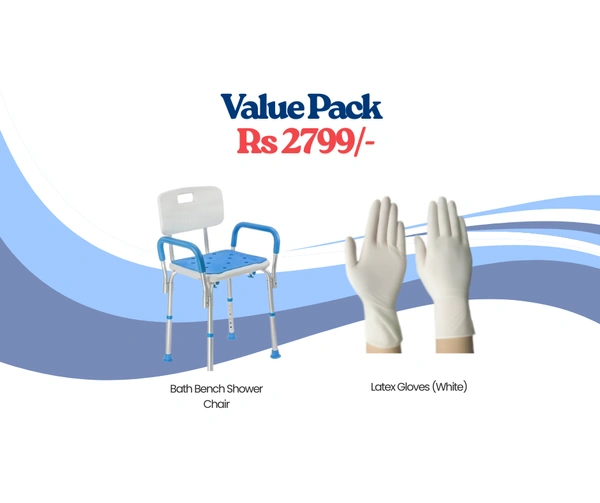 Bath Bench Shower Chair + Latex Gloves (White)