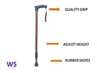 Walking Stick | Rubber Sole | Adjustable Height | Single Leg