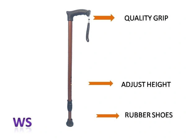 Walking Stick | Rubber Sole | Adjustable Height | Single Leg