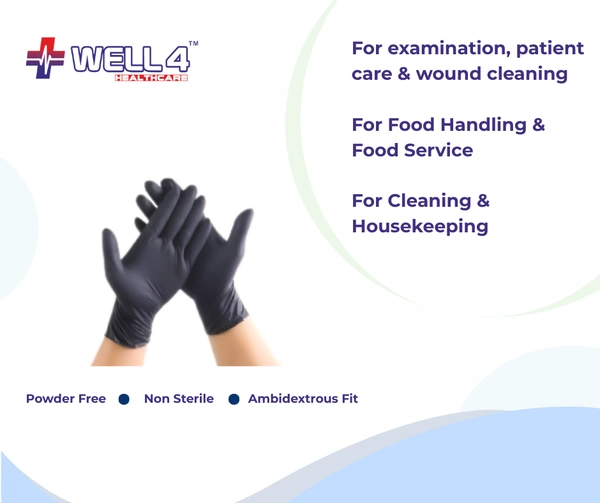 Nitrile Black Gloves | Powder Free - Medium