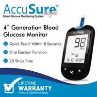 AccuSure Simple Digital Glucometer Kit | Blood Glucose Machine | 25 Strips Included
