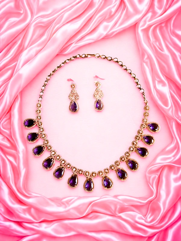 Radhika American Diamond - 23 cms, Violet, 51 gms