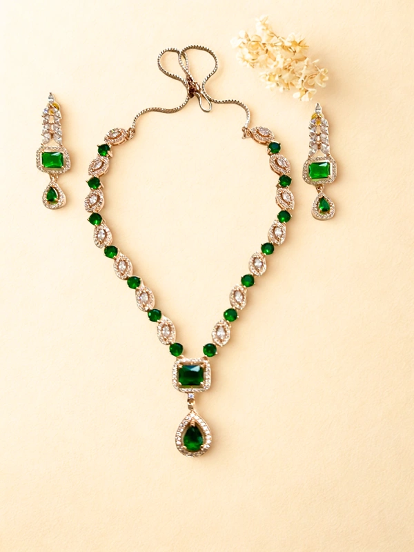 Radhika American Diamond - 23 cms, Dark Green, 29 gms