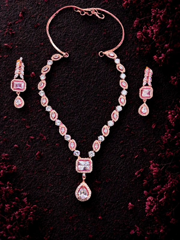 Radhika American Diamond - 23 cms, Pink, 29 gms