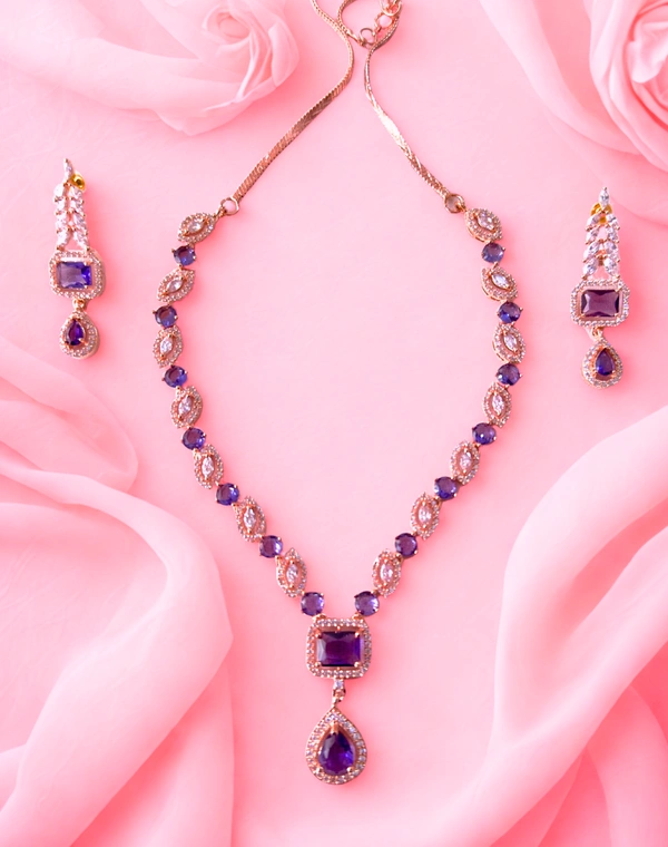 Radhika American Diamond - 23 cms, Purple, 29 gms