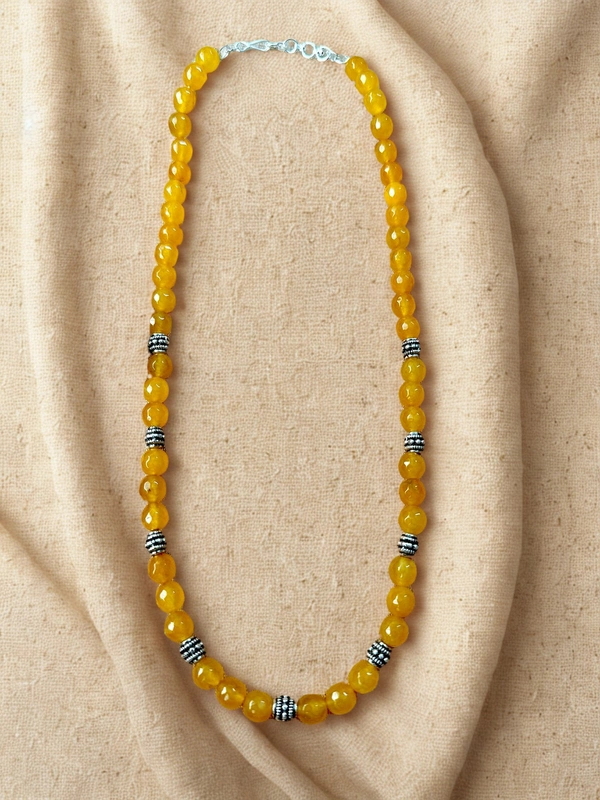 Radhika Beaded Necklace - 49 cms, Varients of Yellow, 39 gms
