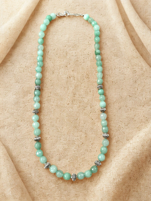 Radhika Beaded Necklace - 50 cms, Varients of Mint Teal, 41 gms
