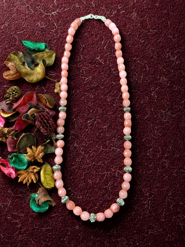 Radhika Beaded Necklace - 50 cms, Varients of Pink, 41 gms