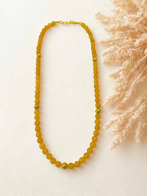 Radhika Beaded Necklace - 59 cms, Varients of Yellow, 40 gms
