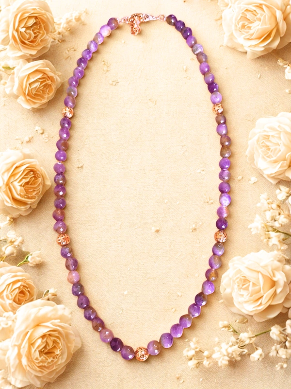 Radhika Beaded Necklace - 59 cms, Varients of Purple, 40 gms