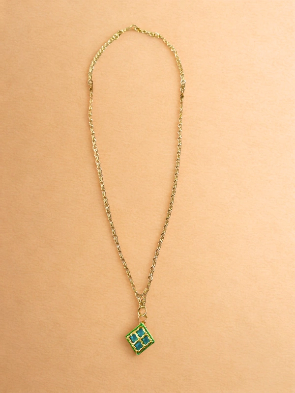 Radhika Chains - 54 cms, Gold and Dark Green, 8 gms