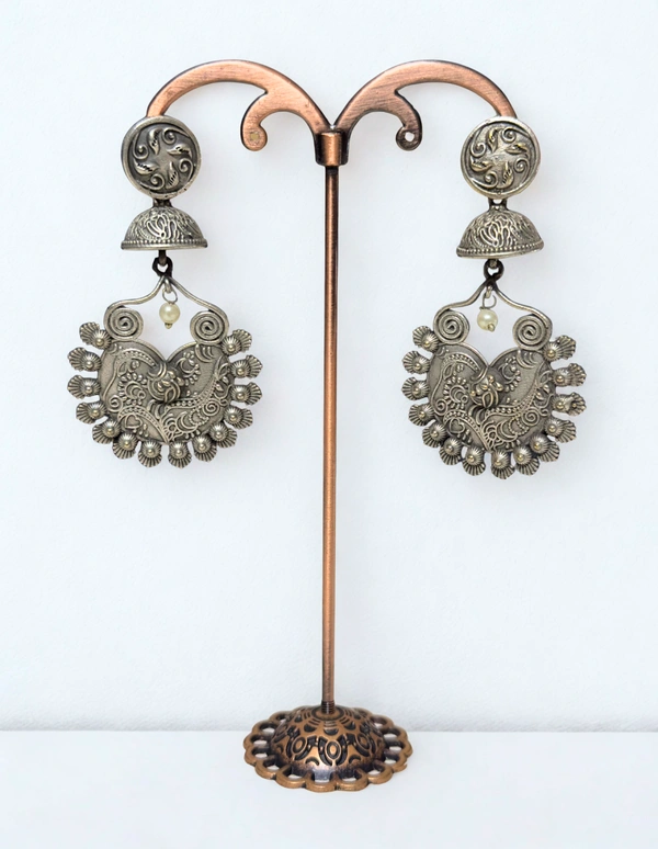 Radhika Chandbali - 7 cms, Oxidised, 27 gms