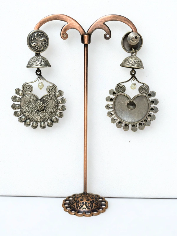 Radhika Chandbali - 7 cms, Oxidised, 27 gms