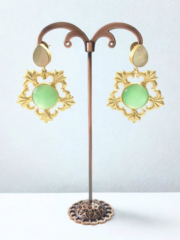 Radhika Danglers - 5 cms, Gold and Mint Stone, 18 gms