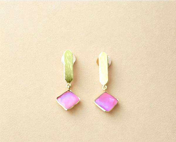 Radhika Danglers - 5 cms, Gold & Pink, 6 gms
