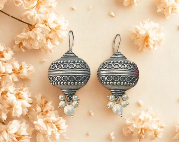 Radhika Jhumkas - 4 cms, Oxidised, 13 gms