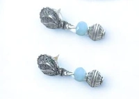 Radhika Metal and Crystal Beads Necklace Set - 58 cms, Light Blue, 86 cms