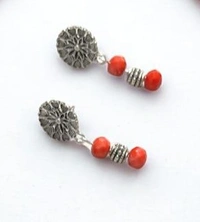 Radhika Metal and Crystal Beads Necklace Set - 60 cms, Orange, 60 cms