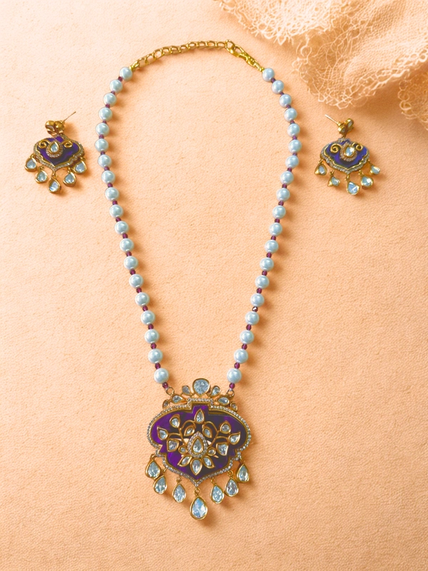 Radhika Pearl Necklace - 44 cms, Purple, 82 gms