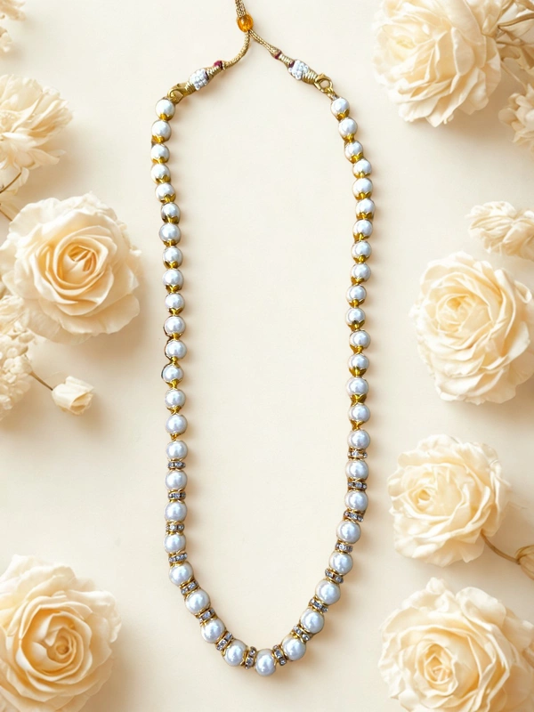 Radhika Pearls - 49 cms with extension thread, White & Gold, 47 gms