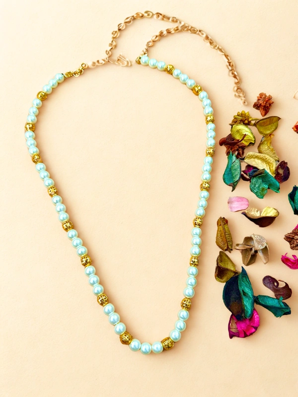 Radhika Pearls - 58 cms, White & Gold, 42 gms