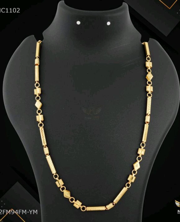 Designer Longpipe With Spring chain for Men C11002 - Gold, 24 Inc
