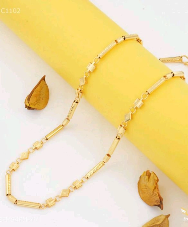 Designer Longpipe With Spring chain for Men C11002 - Gold, 24 Inc