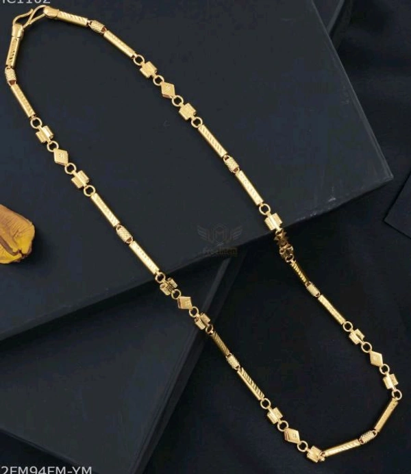 Designer Longpipe With Spring chain for Men C11002 - Gold, 24 Inc