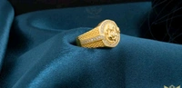 Ganesh Ji With Round shini Dimond Ring Design For Man R002 - Gold, 22-24-26-18-20-16-30-