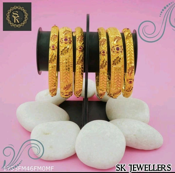 1mg Six Pcs Gold Bangles For Women  - 2.6 & 2.8