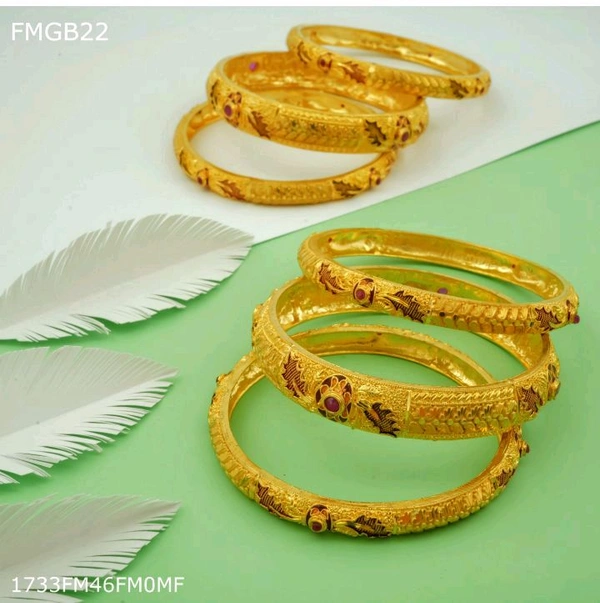 1mg Six Pcs Gold Bangles For Women  - 2.6 & 2.8